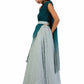 Ash Grey to Dark Blue One-Shoulder Top with Lehenga - Meghna Shah Collection