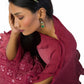 Pink to Wine Kaftan Top with Embroidered Lehenga - Meghna Shah