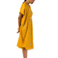 Mustard Craften Draped Side Cowl Neck Dress with Hand Embroidery