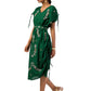 Bottle Green One-Shoulder Draped Gown with Hand Embroidery and Matching Belt