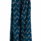 Dark Blue One-Shoulder Draped Top with Golden Printed Palazzo Pants