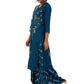 Dark Blue Semi-Silk Kurta Set with Hand Embroidery and Printed Palazzo by Meghna Shah