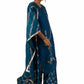 Dark Blue Semi-Silk Kurta Set with Hand Embroidery and Printed Palazzo by Meghna Shah