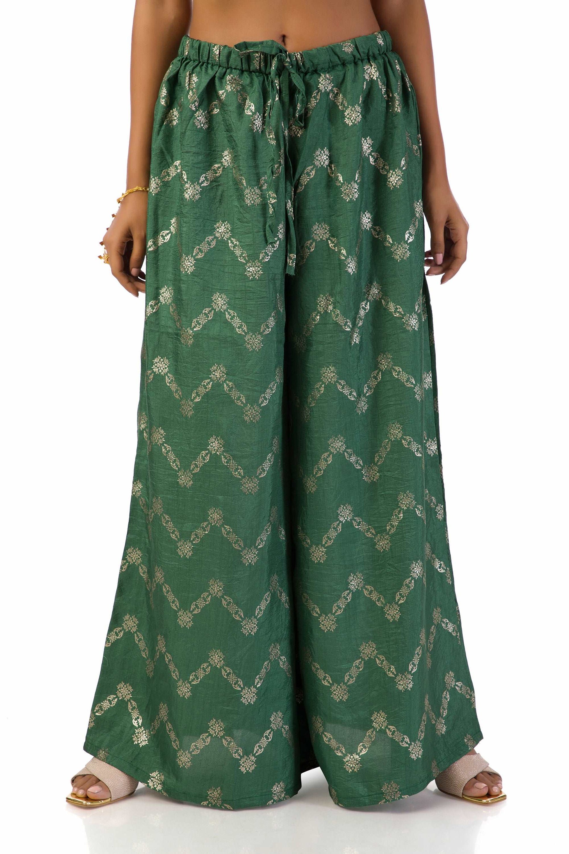 Dust Green Semi-Silk Kurta Set with Hand Embroidery and Print