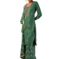 Dust Green Semi-Silk Kurta Set with Hand Embroidery and Print