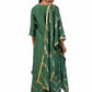 Dust Green Semi-Silk Kurta Set with Hand Embroidery and Print