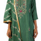 Dust Green Semi-Silk Kurta Set with Hand Embroidery and Print