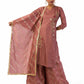 Mauve Semi-Silk Kurta with Hand Embroidery, Matching Palazzo Pants, and Dupatta