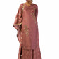 Mauve Semi-Silk Kurta with Hand Embroidery, Matching Palazzo Pants, and Dupatta