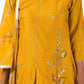 Woman wearing mustard yellow embroidered suit set with dupatta