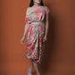 Pink and grey off Shoulder Multicolor Chinon Embroidered dress