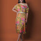 Green off Shoulder Multicolor Chinon Embroidered dress