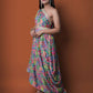 One Shoulder Multicolor Chinon Embroidered gown