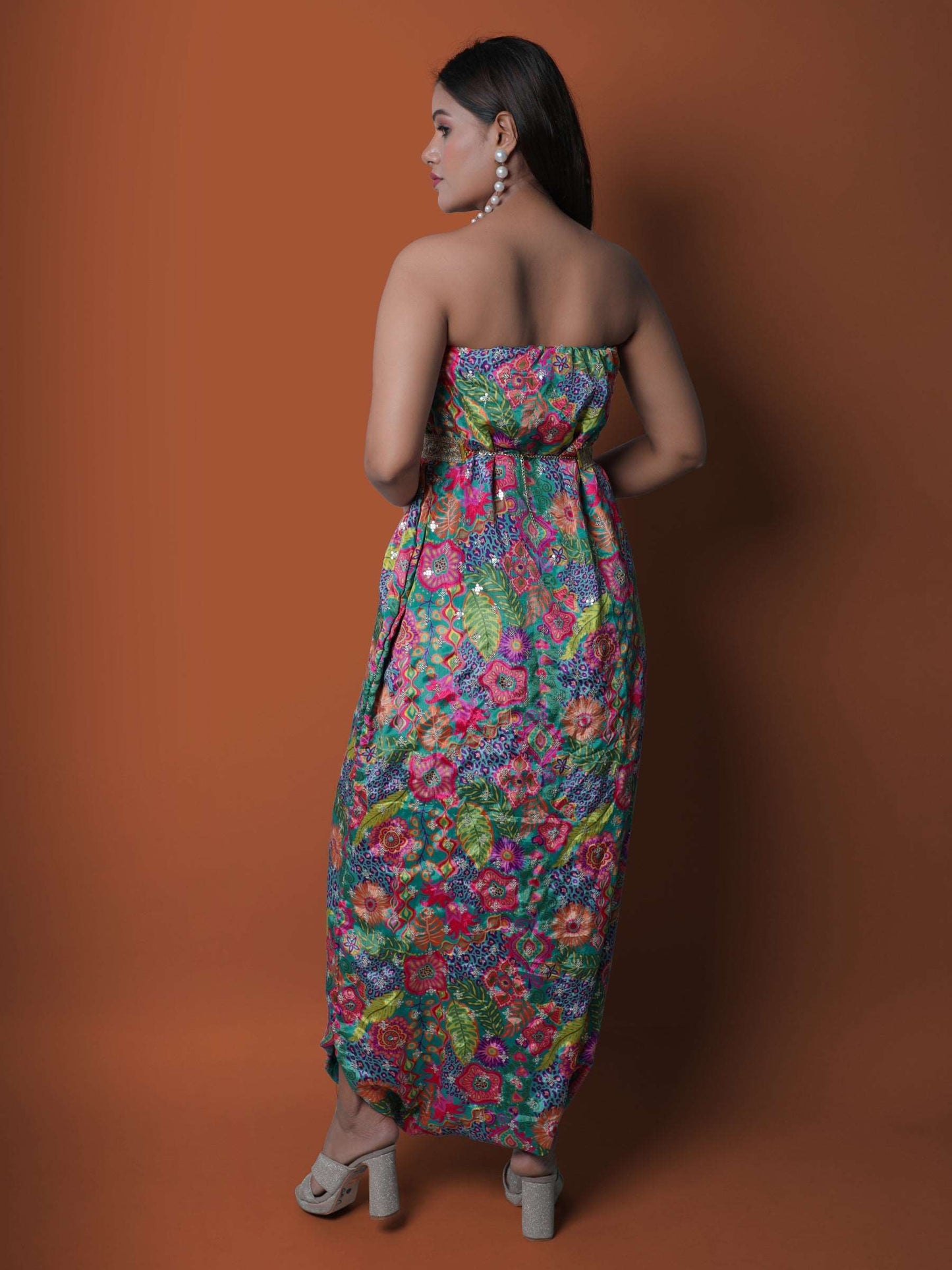 Multicolor Strapless Jumpsuit