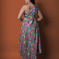 One Shoulder Multicolor Chinon Embroidered gown