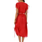Women Wearing Red V-Neck Dori Dress